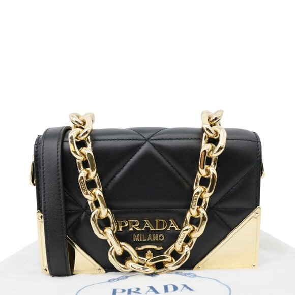 Prada Quilted Nappa Stitched Leather Crossbody Bag Black - Picture 3 of 15